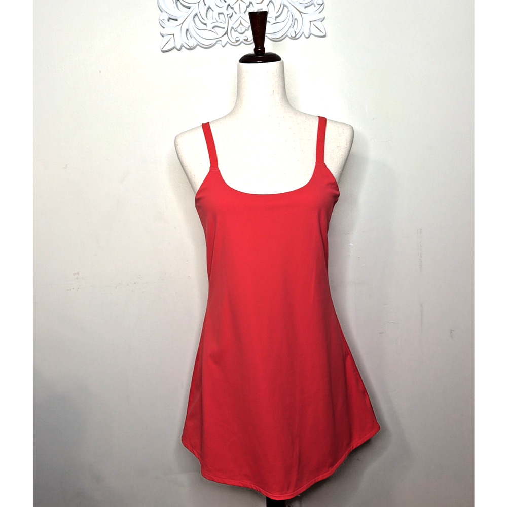 PrAna Women's SMALL Athletic Yoga Dress with Shortie under Skirt Orange RED